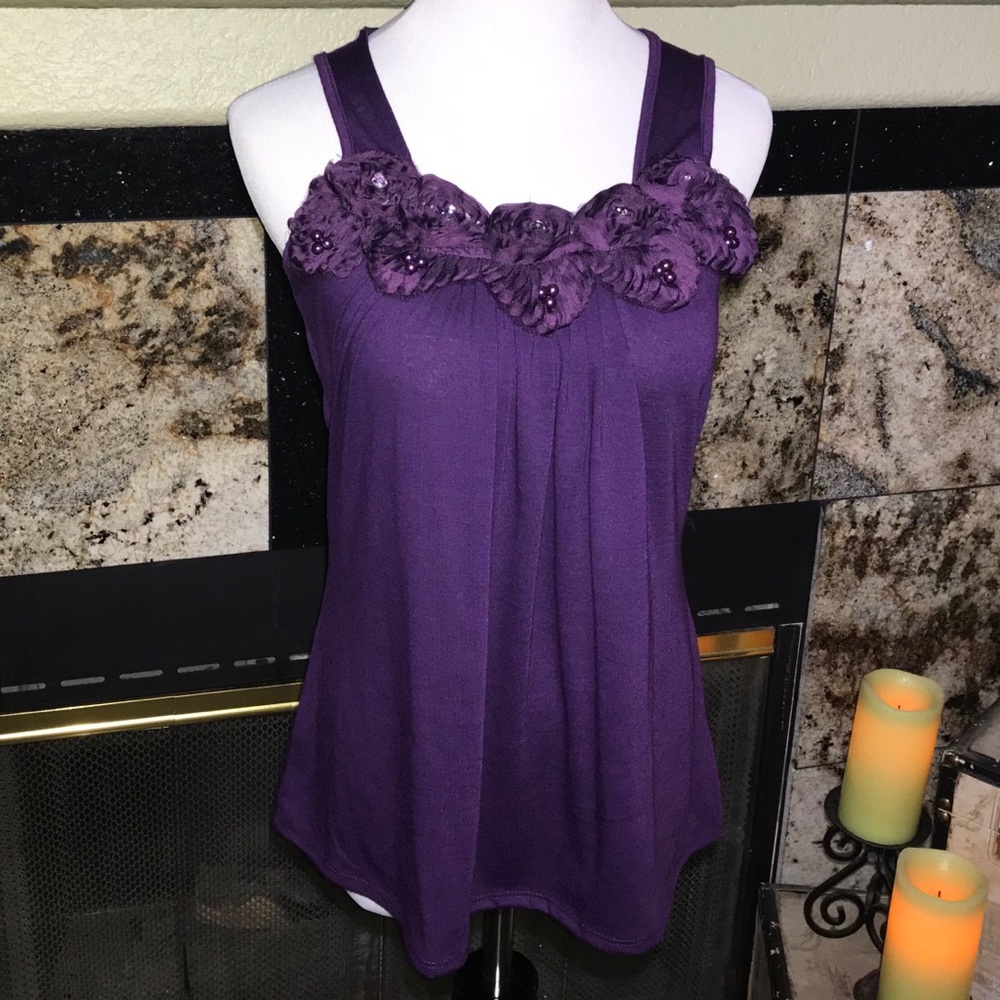 G.U.S.B Collection Purple Embellished Tank Top
